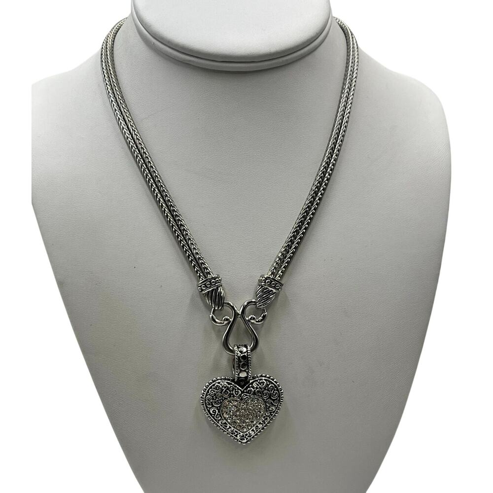 Lia Sophia "Love Dust" Cut Crystal Heart Reversible‎ Pendant Pave Necklace